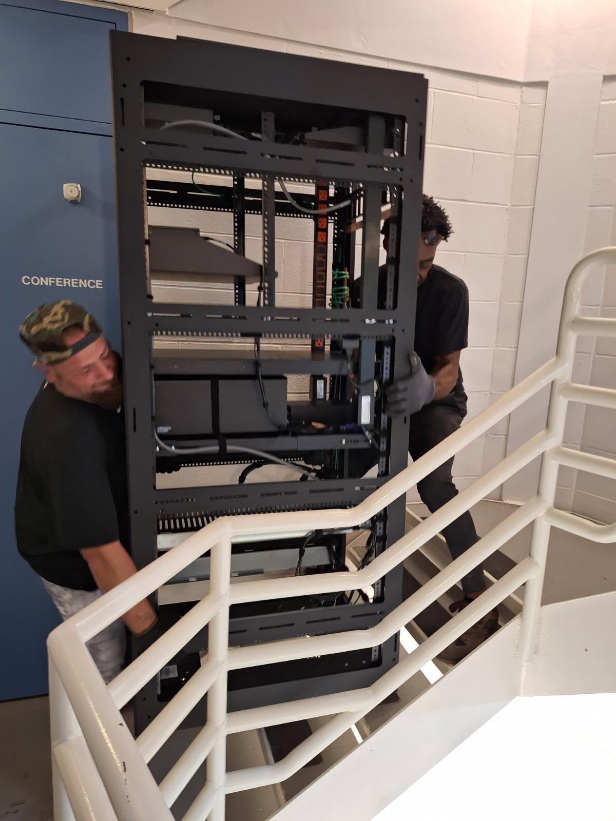 Delivery team handling freight